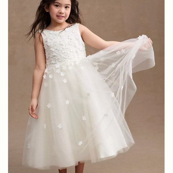 Anthropologie Princess Daliana Floral Low-Back Tulle Flower Girl Dress Size 10 - Picture 1 of 5